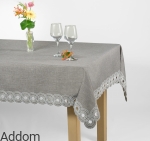 Obrusy grafitowe z haftem Richelieu