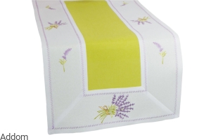 Bieżniki lniane z haftem Lawenda