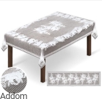 Obrusy białe żakard w róże