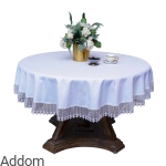 Okrągły obrus obszyty gipiurą