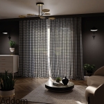 Gruby materiał zasłonowy w pepitkę