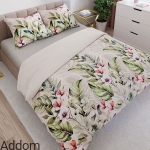 Zielona pościel satynowa w kwiaty