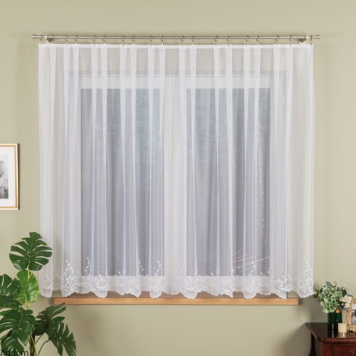 Gładkie firany z delikatnym wzorkiem u dołu 160cm.jpeg