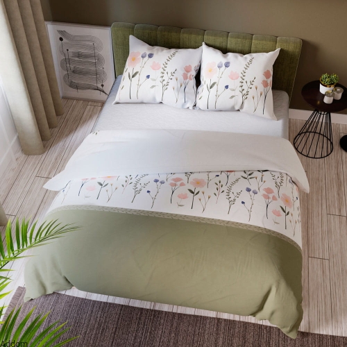 Pościel satyna bawełniana w oliwkowe kwiaty 160x200.jpeg