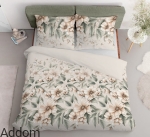 Pościel satyna bawełniana w brązowe kwiaty