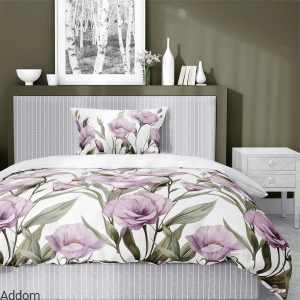 Pościel biała w fioletowe kwiaty