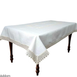 Obrus lniany z koronką