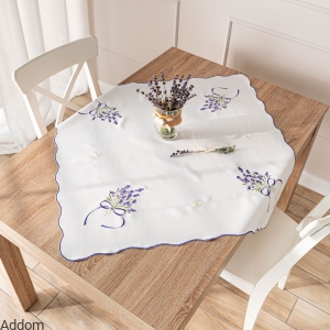 Obrusy lniane haftowane Lawenda 85x85