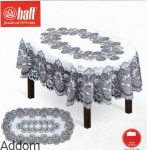 Srebrny żakard na owalny stół