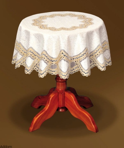 obrus beżowy okrągły